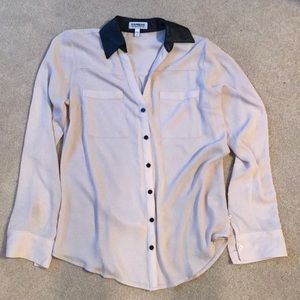 Tan and leather button up top